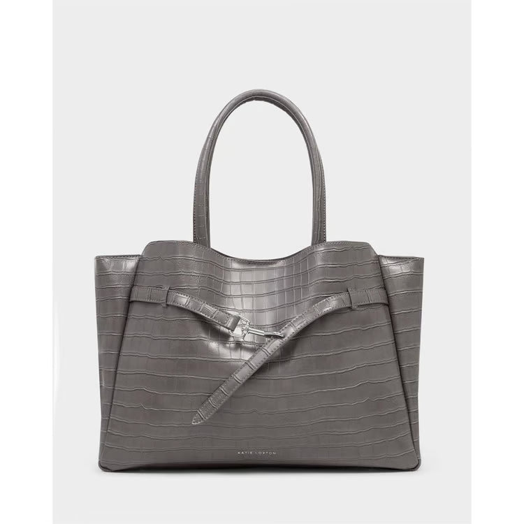Maddie Work Tote Bag Grey Faux Croc