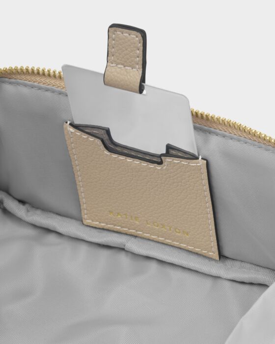 Fold Out Mirror Make Up Bag Taupe