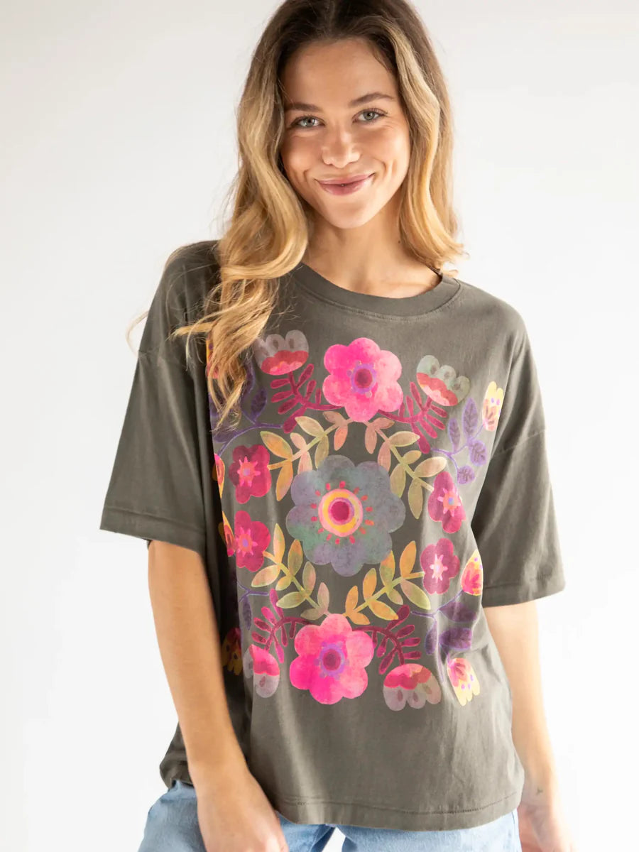 Remi Distressed Cotton Tee Grey