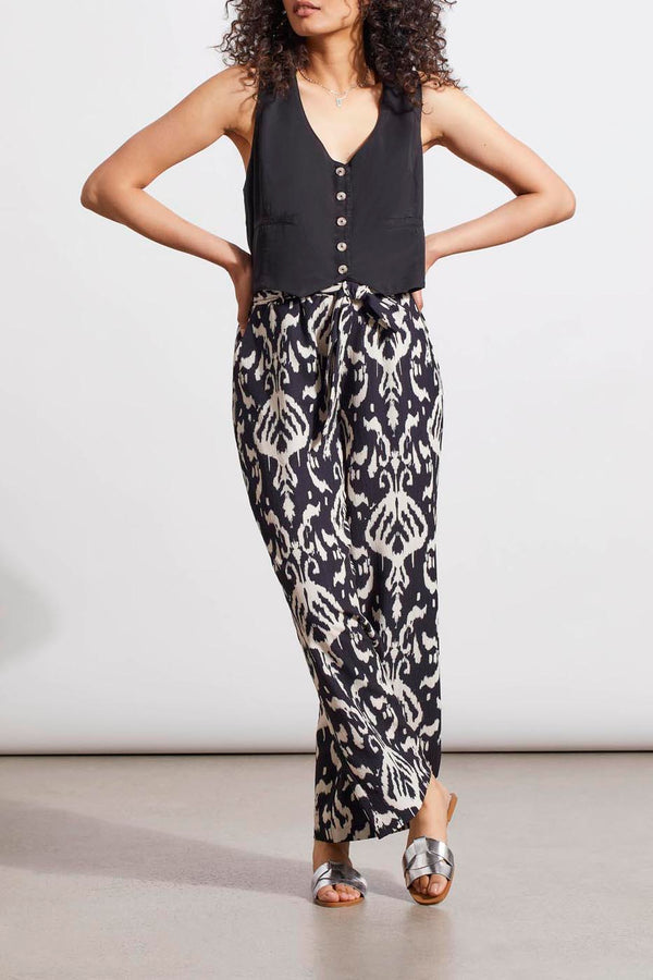 Printed Pull On Belted Pants French Oak