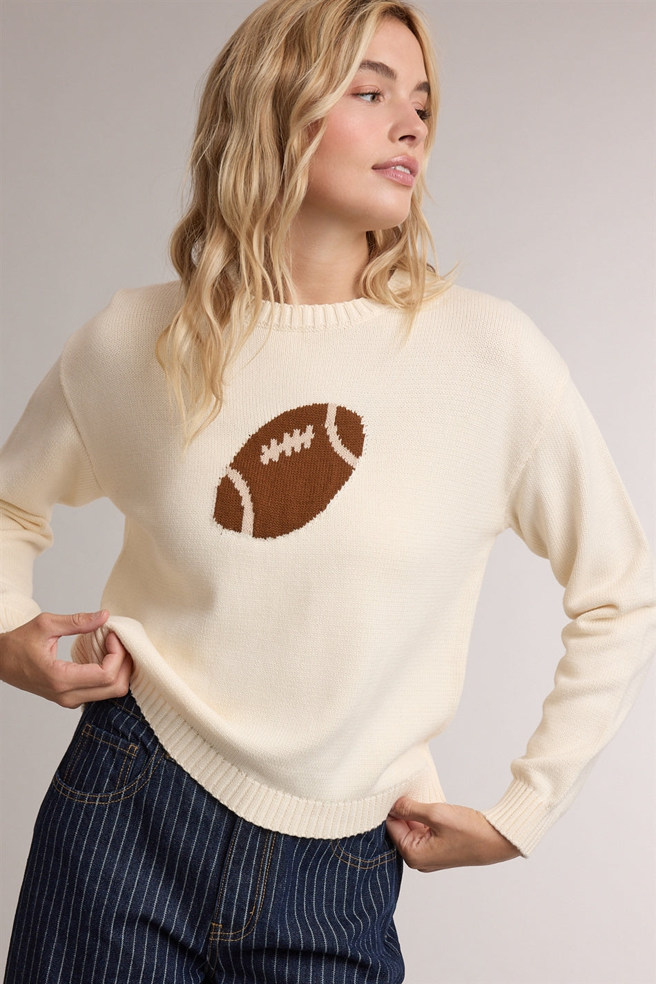 Football Jacquard Sweater Cream