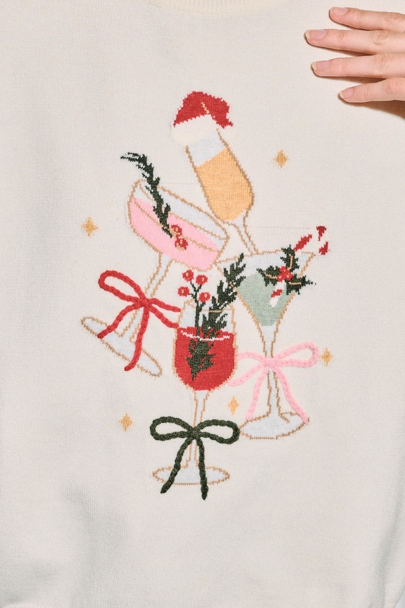 Christmas Cocktails Mock Neck Sweater