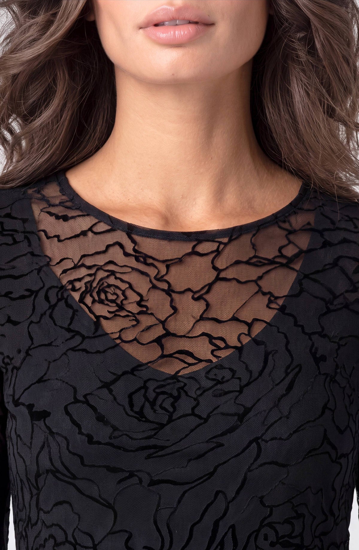 V Detail Layered Knit Long Sleeve Top