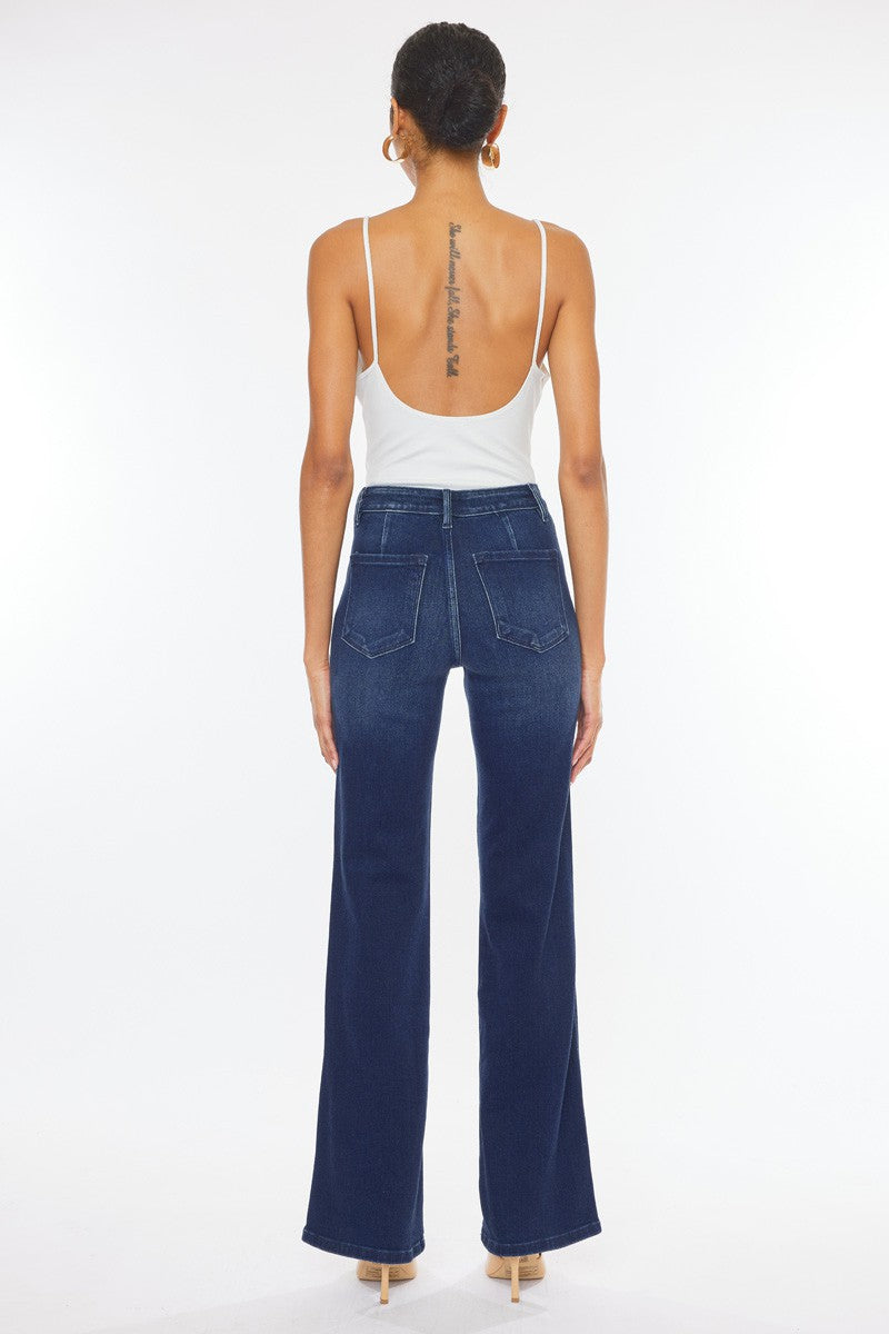 High Rise Slim Flare Jeans Dark