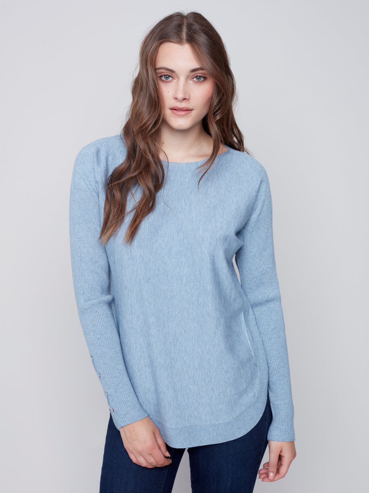 Cuff Lace Up Detail Sweater Heather Snowflake