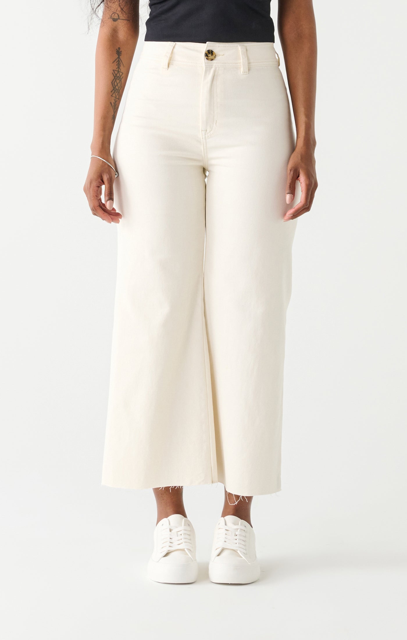 Super High Rise Culotte Pants Off White Wash