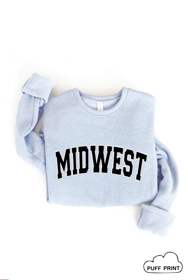 Midwest Puff Print Graphic Sweatshirt Light Blue