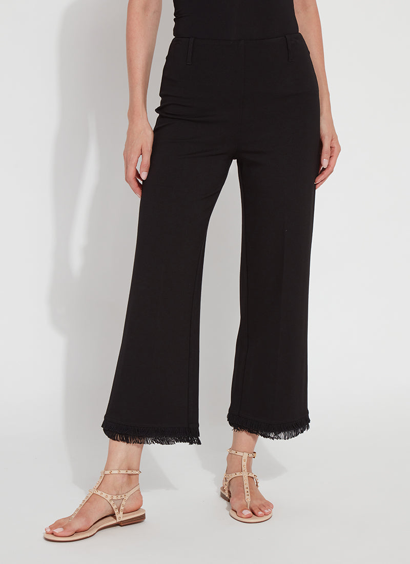 Juliet Fringe Cropped Pants Black