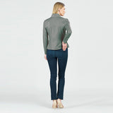 Classic Leather Knit Moto Jacket Olive