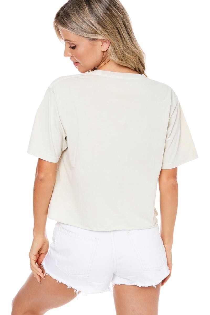 USA Star Patches Cropped Tee Bone