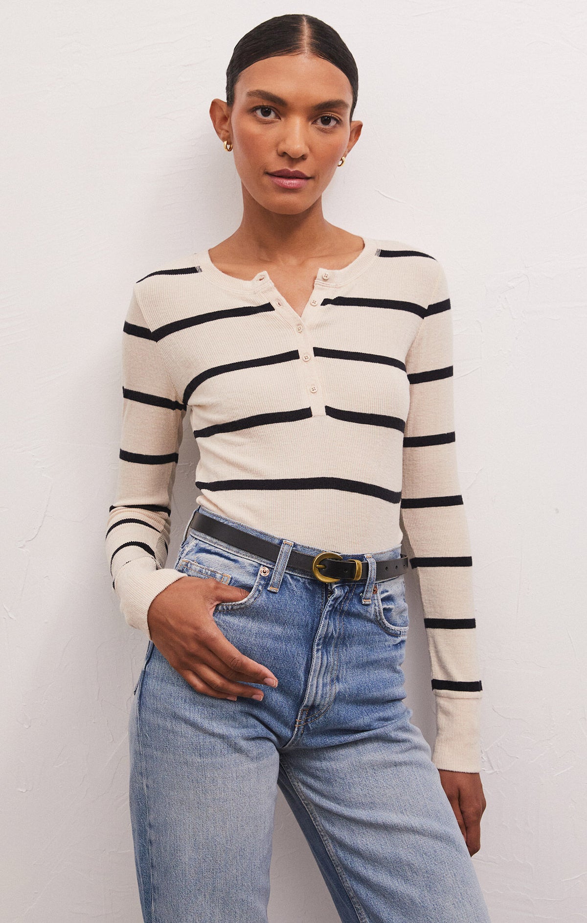Scarlett Rib Henley Stone