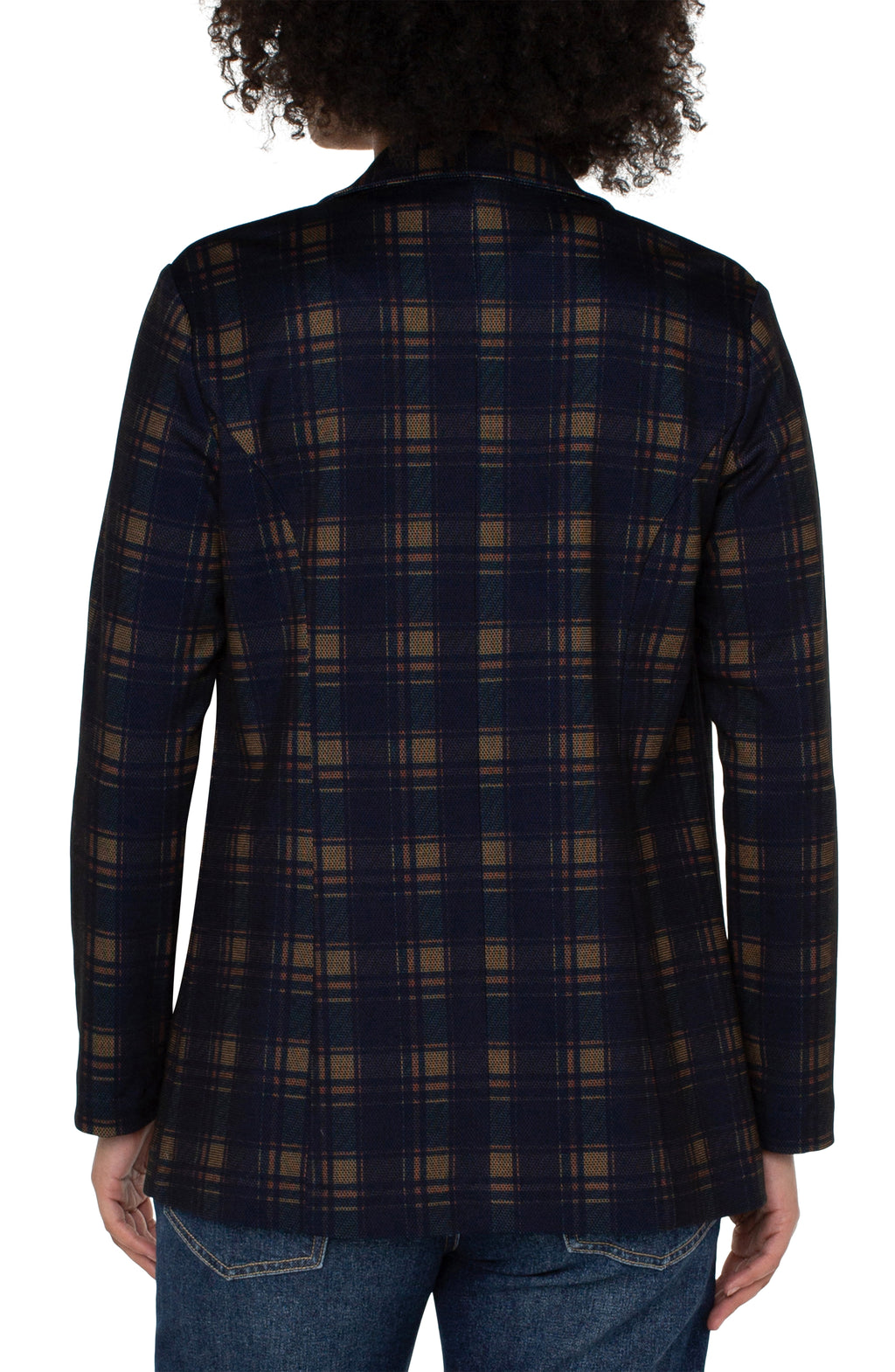 Princess Dart Boyfriend Blazer Navy + Amber Tartan Plaid Broadway in