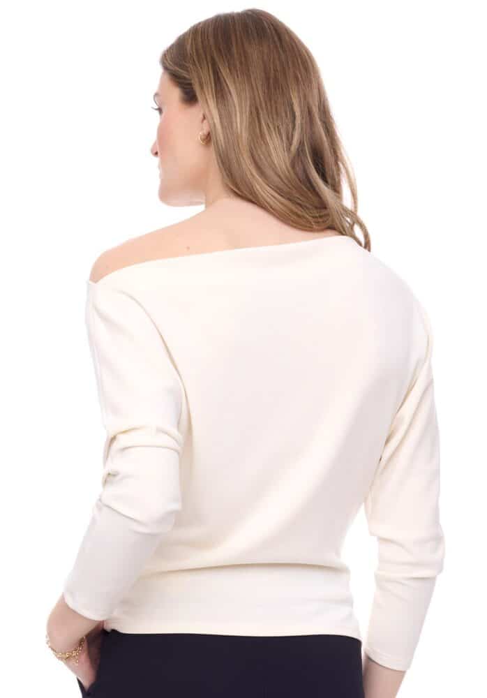 Demi Modal Boat Neck Top Ivory