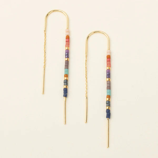 Chromacolor Miyuki Thread Earrings Dark Multi + Gold