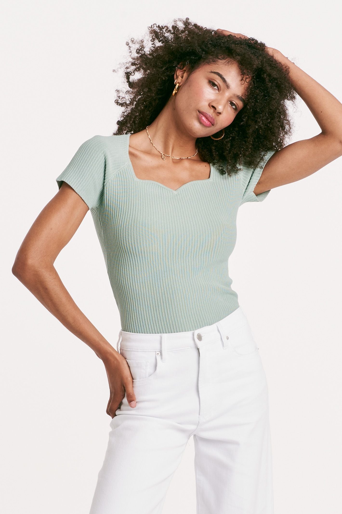 Bria Sweetheart Ribbed Top Sagebrush