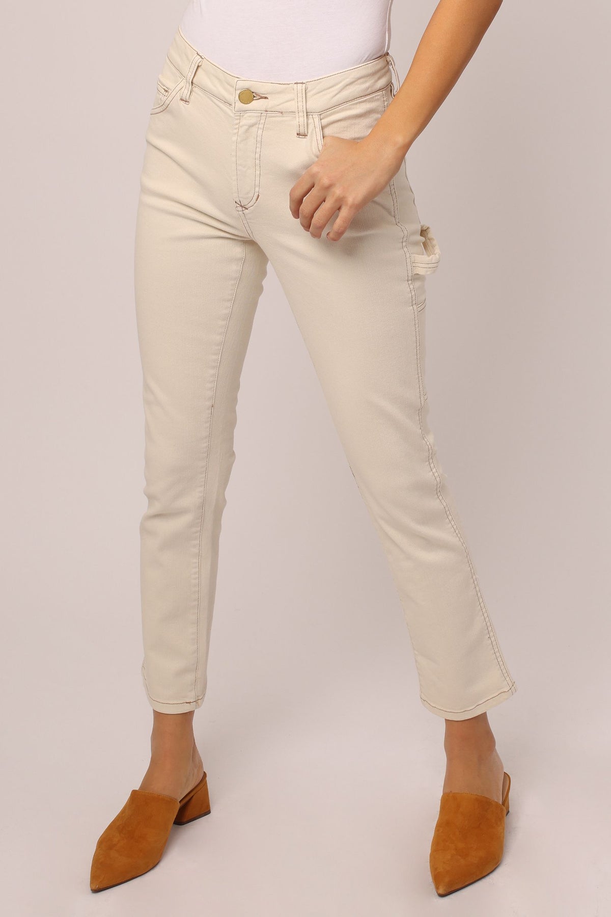 Blaire Hi Rise Slim Ankle Straight Wheat