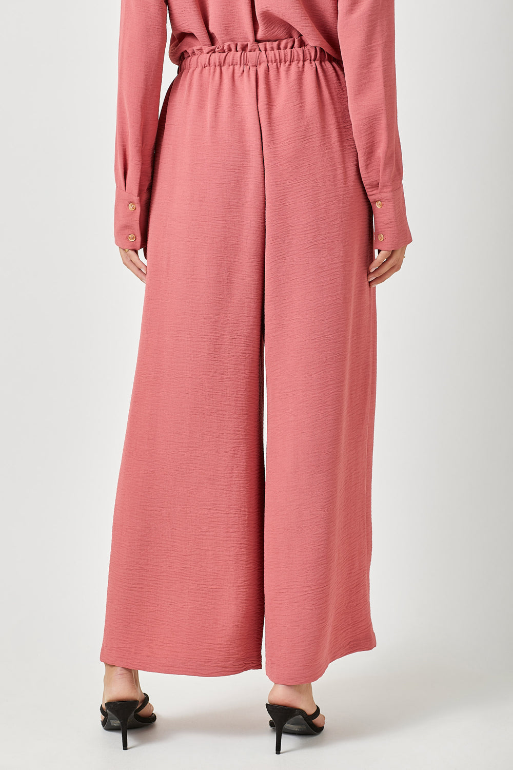 Paperbag Tie Waist Wide Leg Pants Berry
