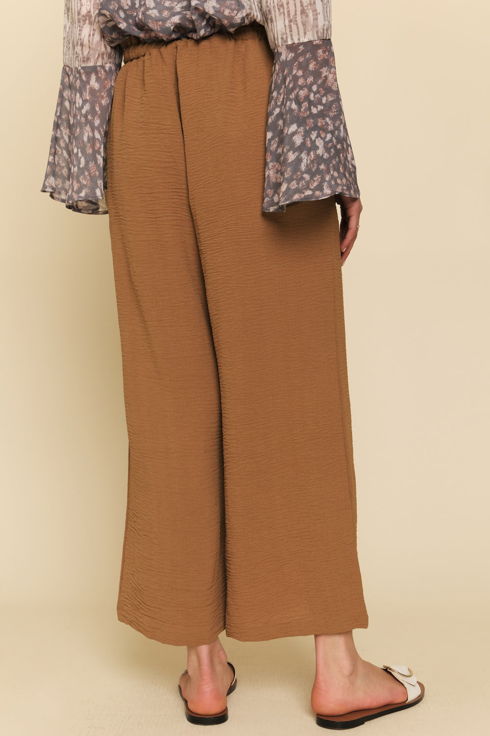 Paperbag Tie Waist Wide Leg Pants Brown