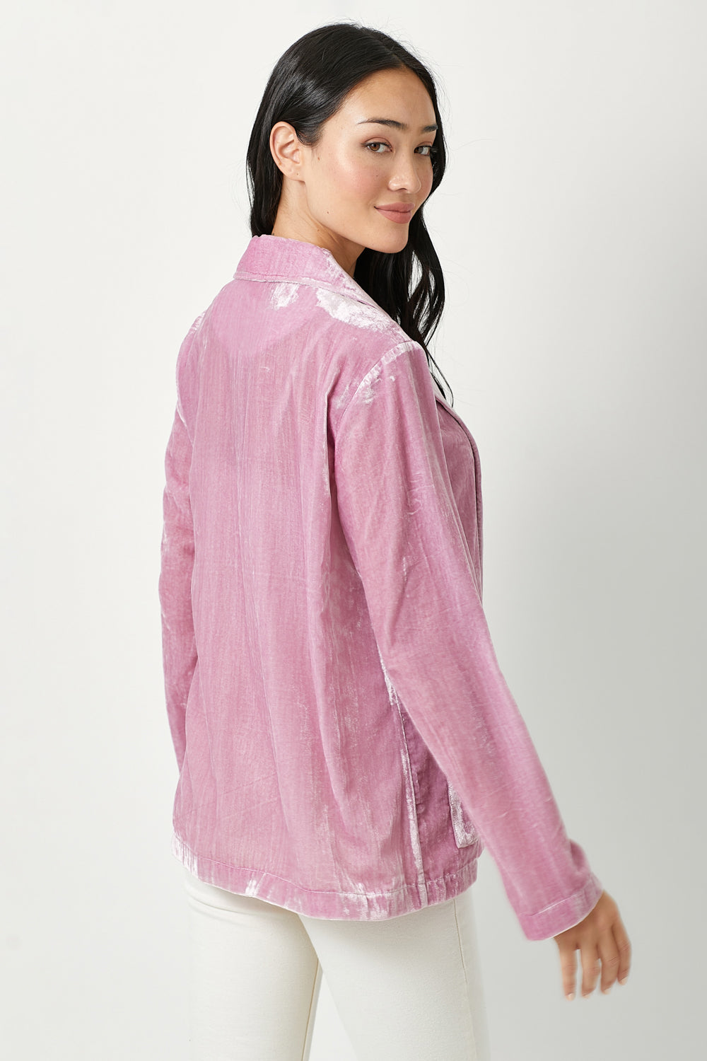 Velvet Oversized Open Jacket Lilac