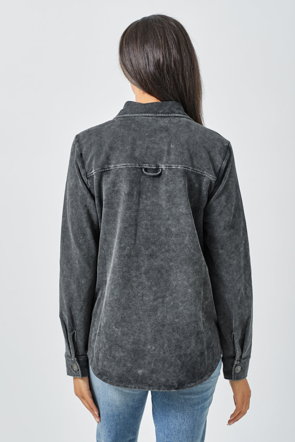 Washed Buttoned Down Shacket Black