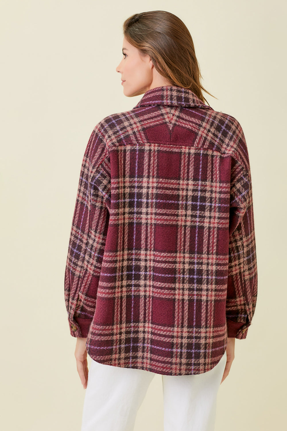 Clan Wallace Plaid Buttoned Jacket Wine