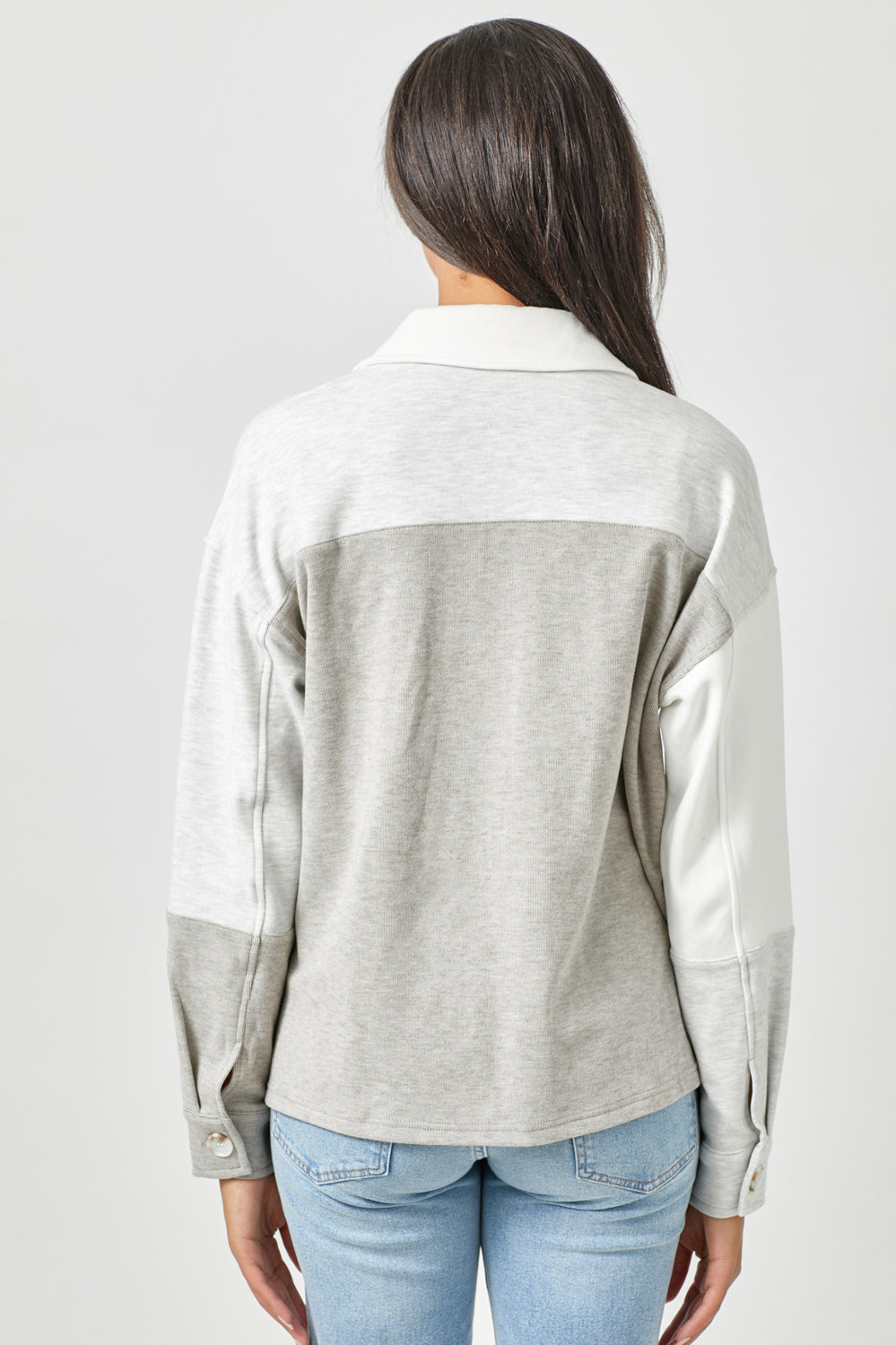 Colorblock Big Pocket Shacket Light Grey Mix