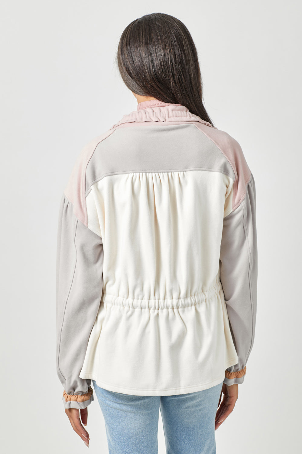 Colorblock Anorak Jacket Ivory Mix
