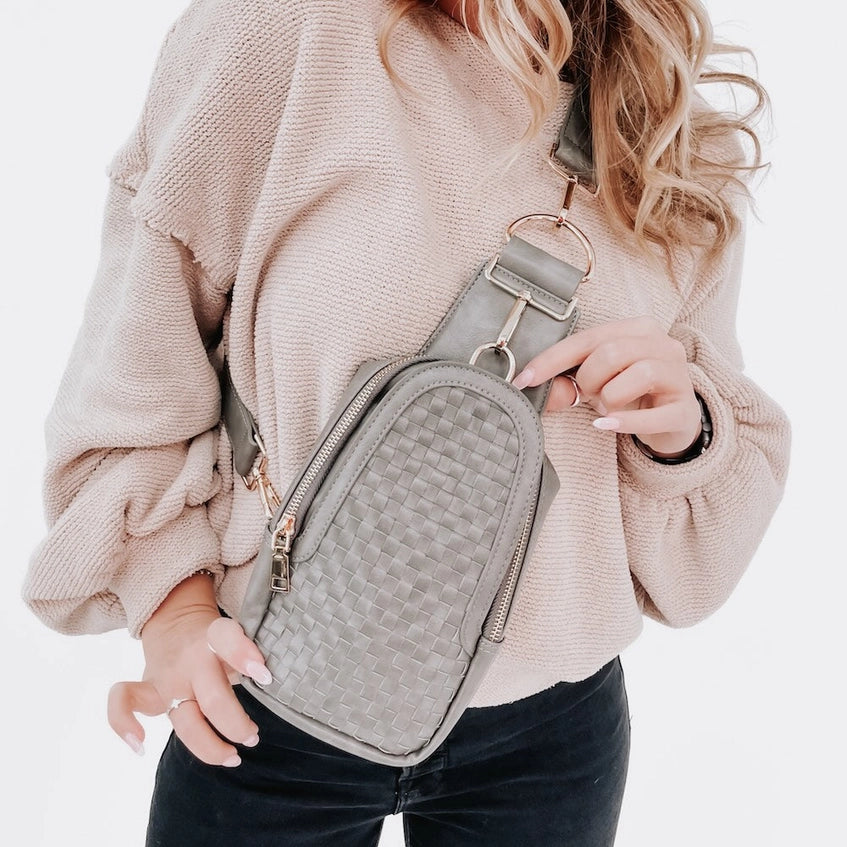 Waverly Woven Sling Bag Gray