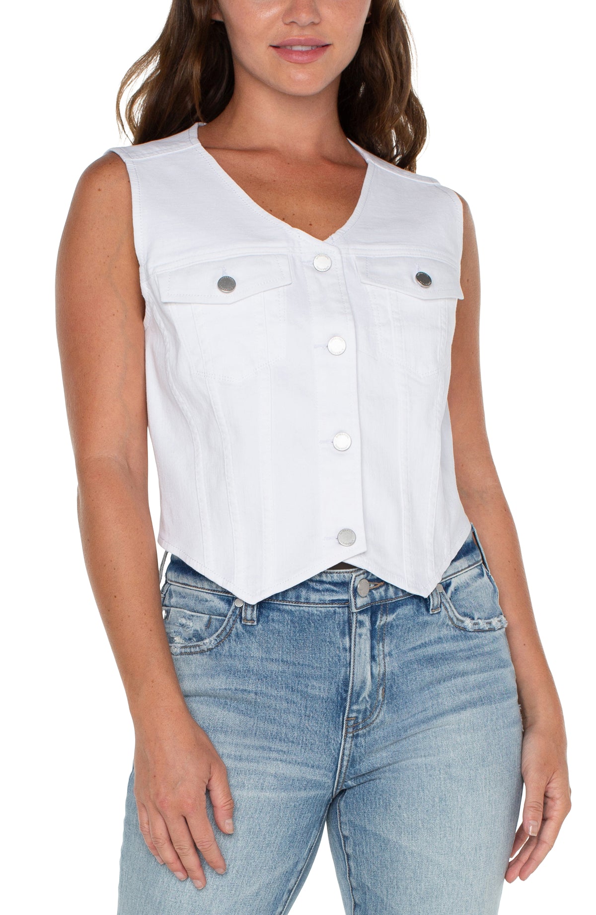 Trucker Denim Vest Bright White
