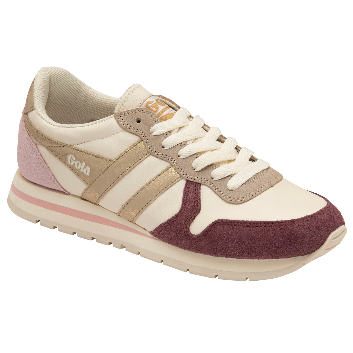 Daytona Quadrant Sneakers Off White, Wine, Gold + Pink