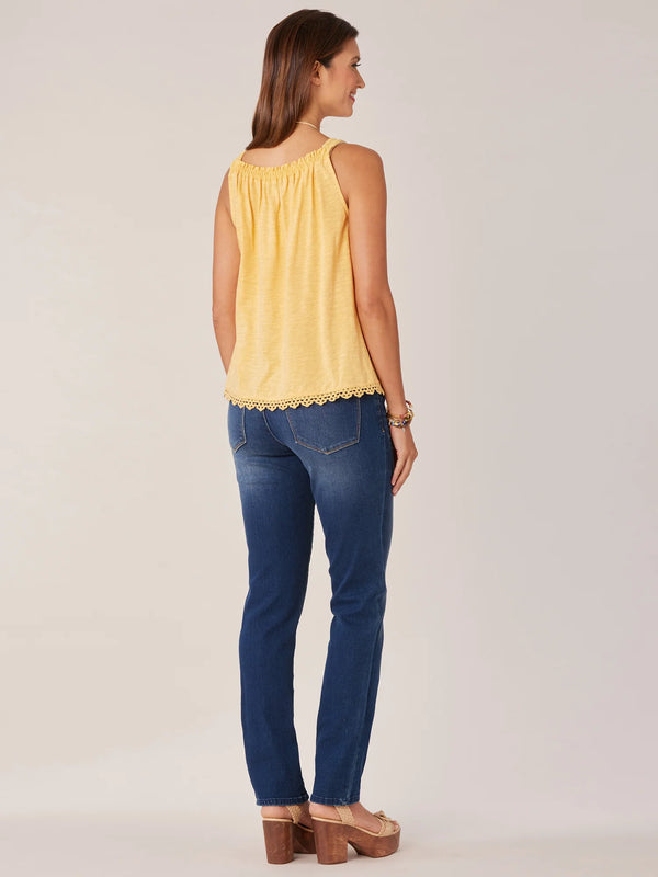 Ruched Emb. Scallop Edge Tank Golden