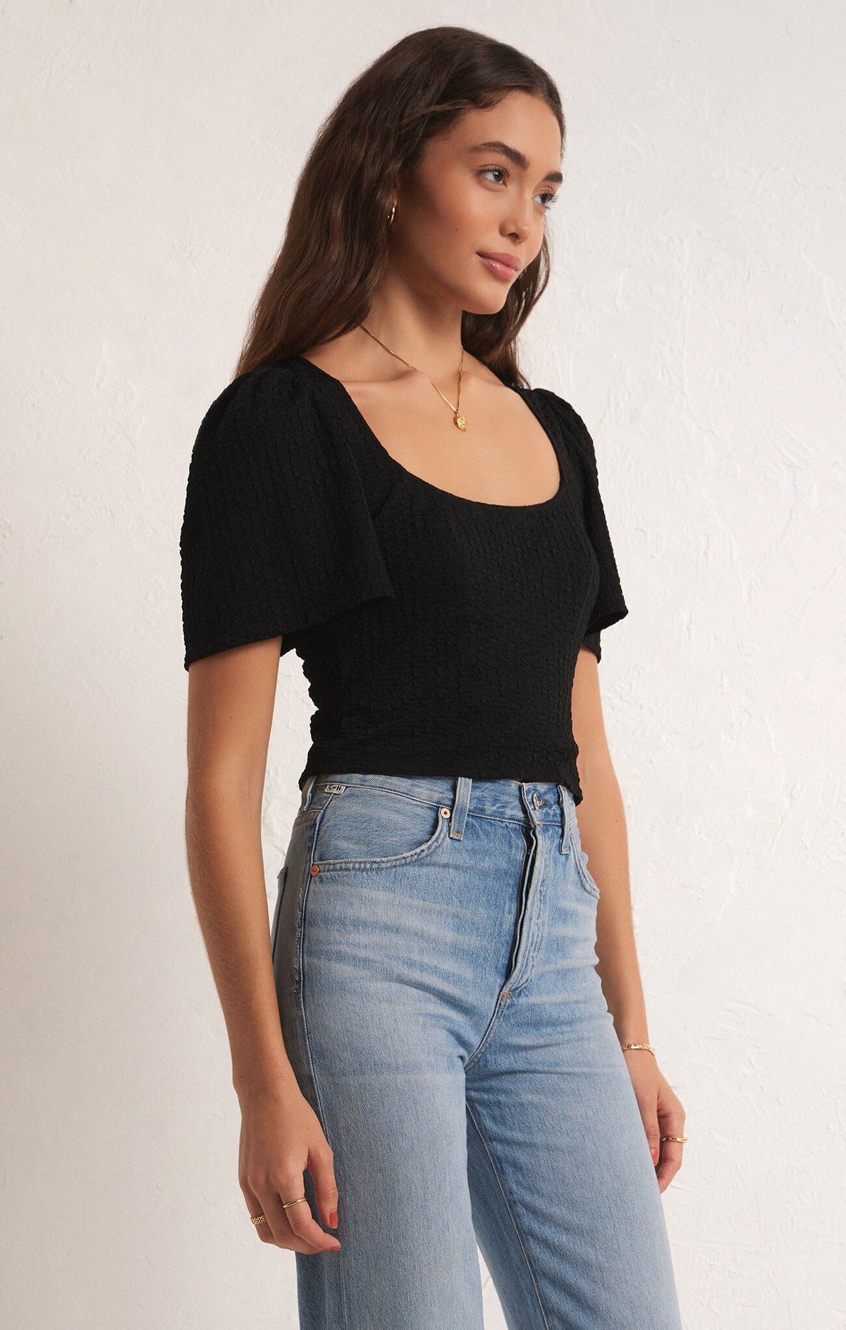 Maxine Knit Flutter Top Black