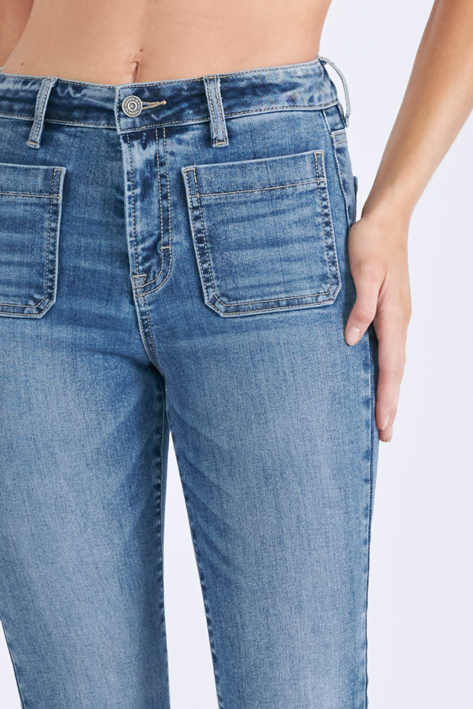 Happi Front Pocket Fray Hem Crop Flare Medium