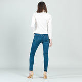 Classic Leather Knit Moto Jacket Ivory