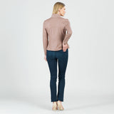 Classic Leather Knit Moto Jacket Taupe