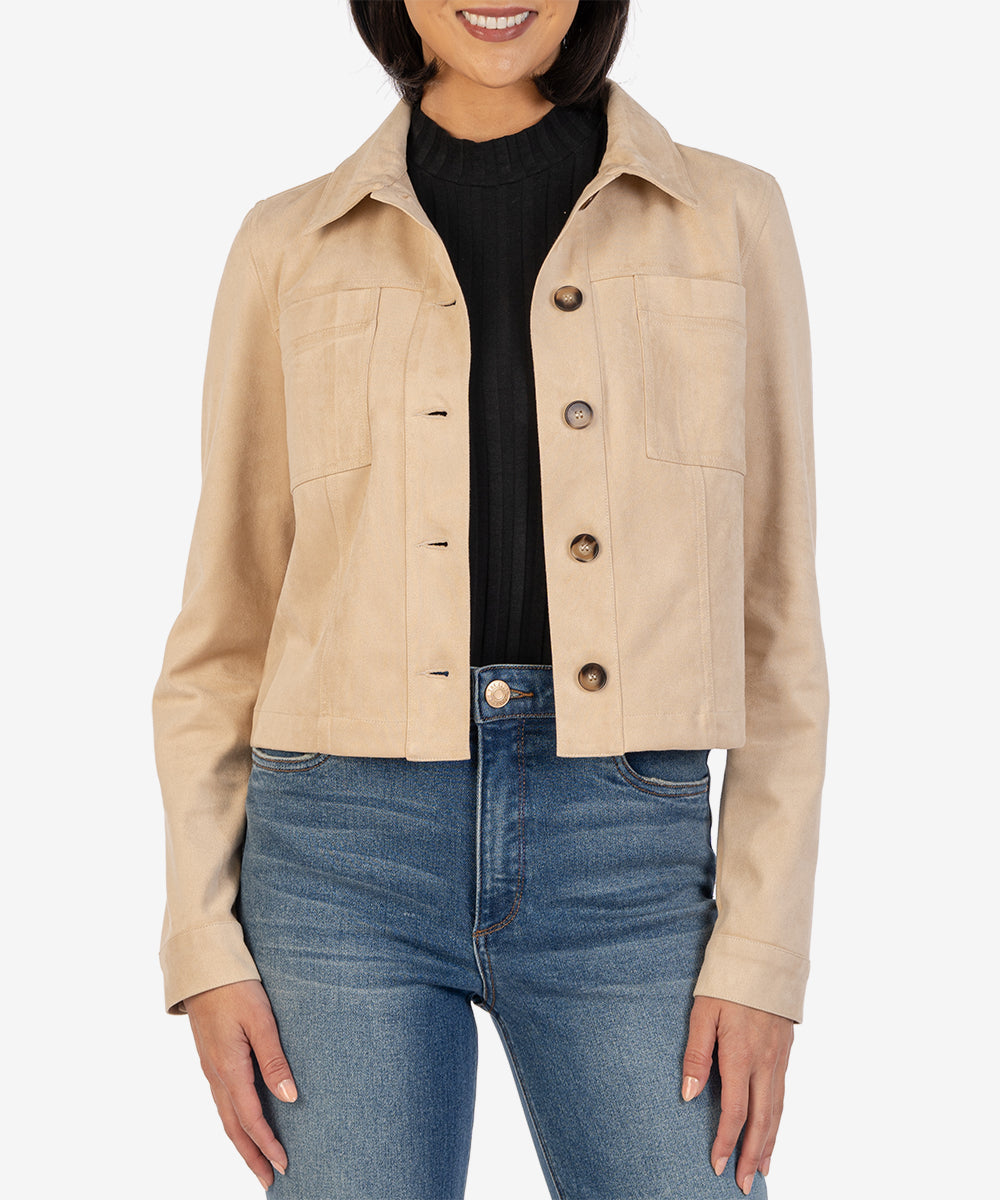 Matilda Patch Pocket Trucker Jacket Taupe