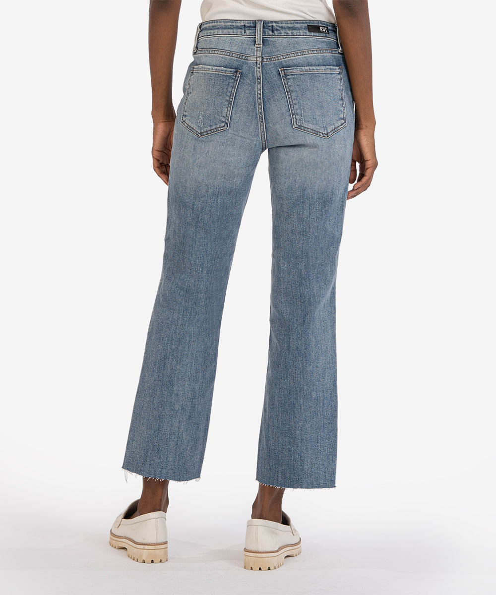Kelsey High Rise Raw Hem Ankle Flare Acclimated