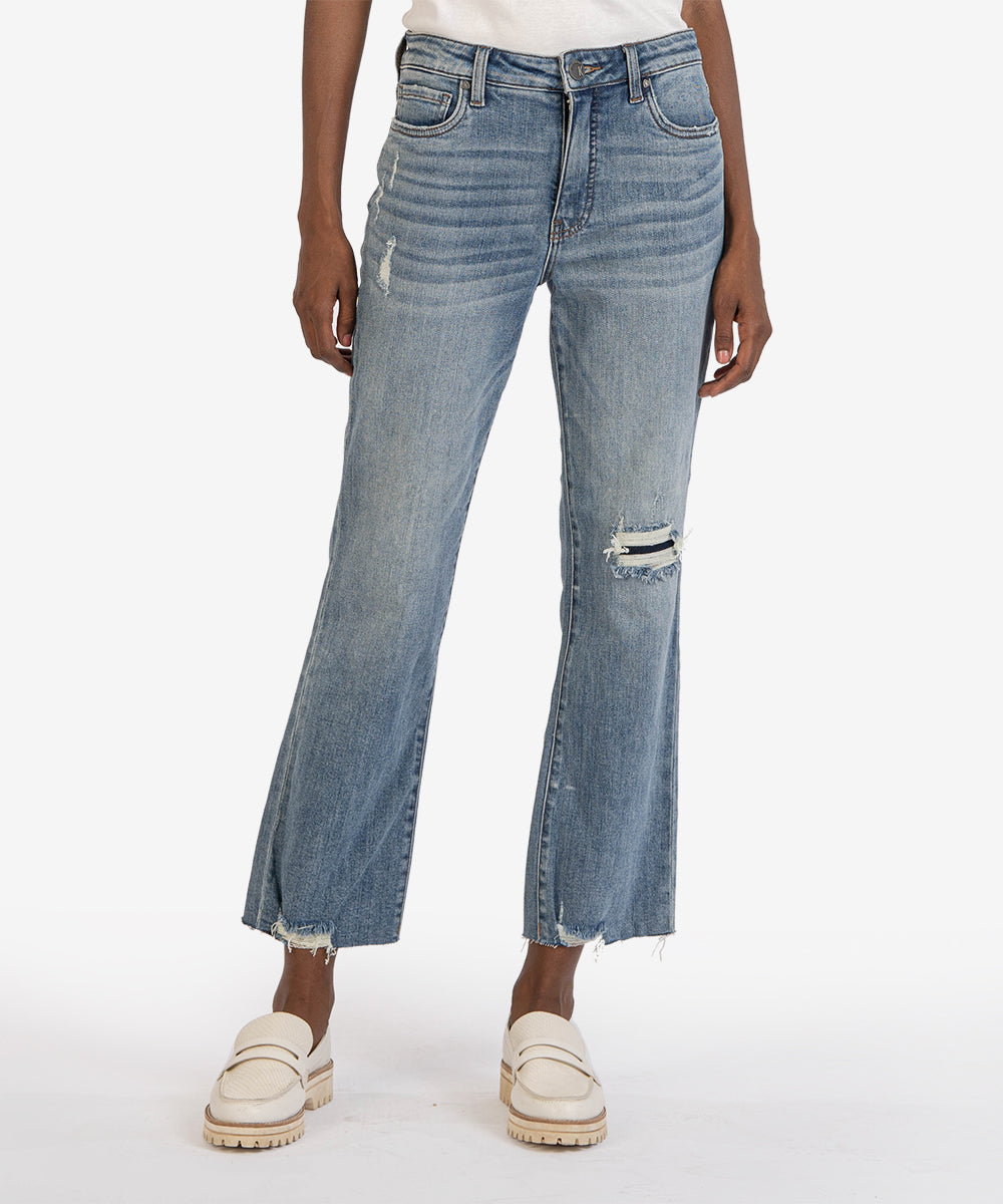 Kelsey High Rise Raw Hem Ankle Flare Acclimated