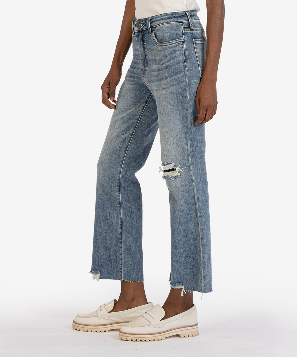 Kelsey High Rise Raw Hem Ankle Flare Acclimated