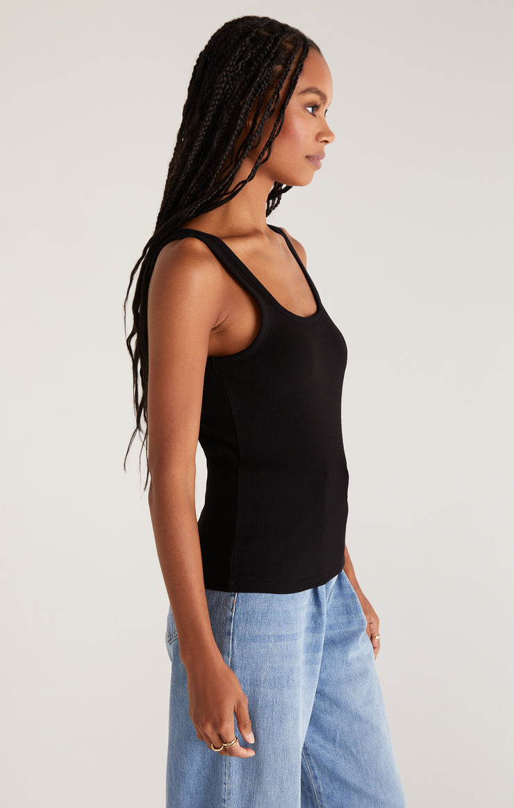Audrey Rib Tank Black