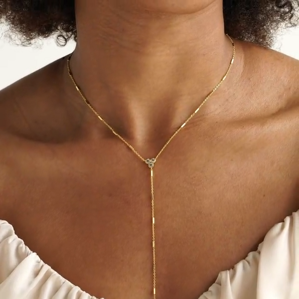 Shiny Crystal Cluster Lariat Necklace