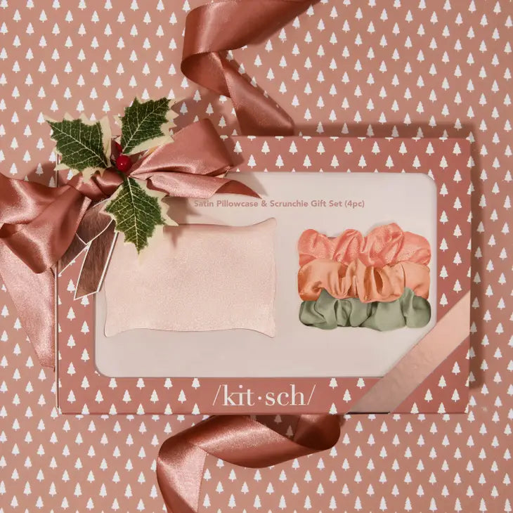 Satin Pillowcase & 4 PC Scrunchie Gift Set