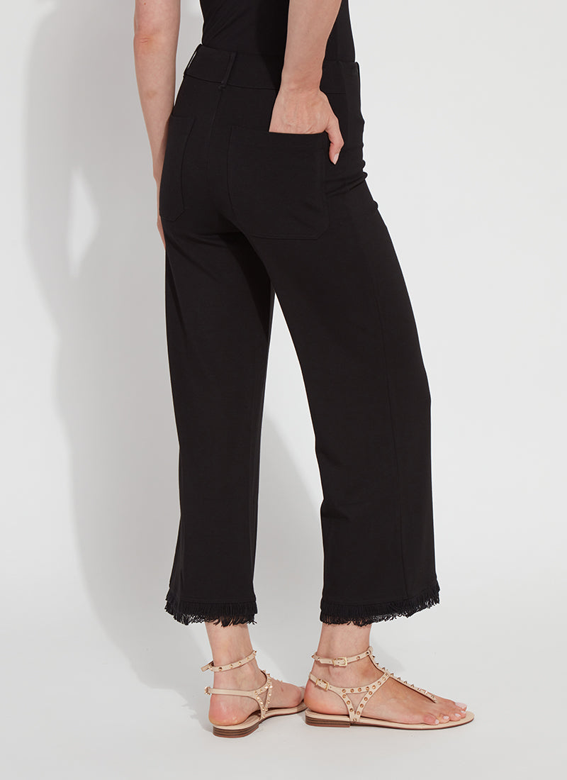 Juliet Fringe Cropped Pants Black