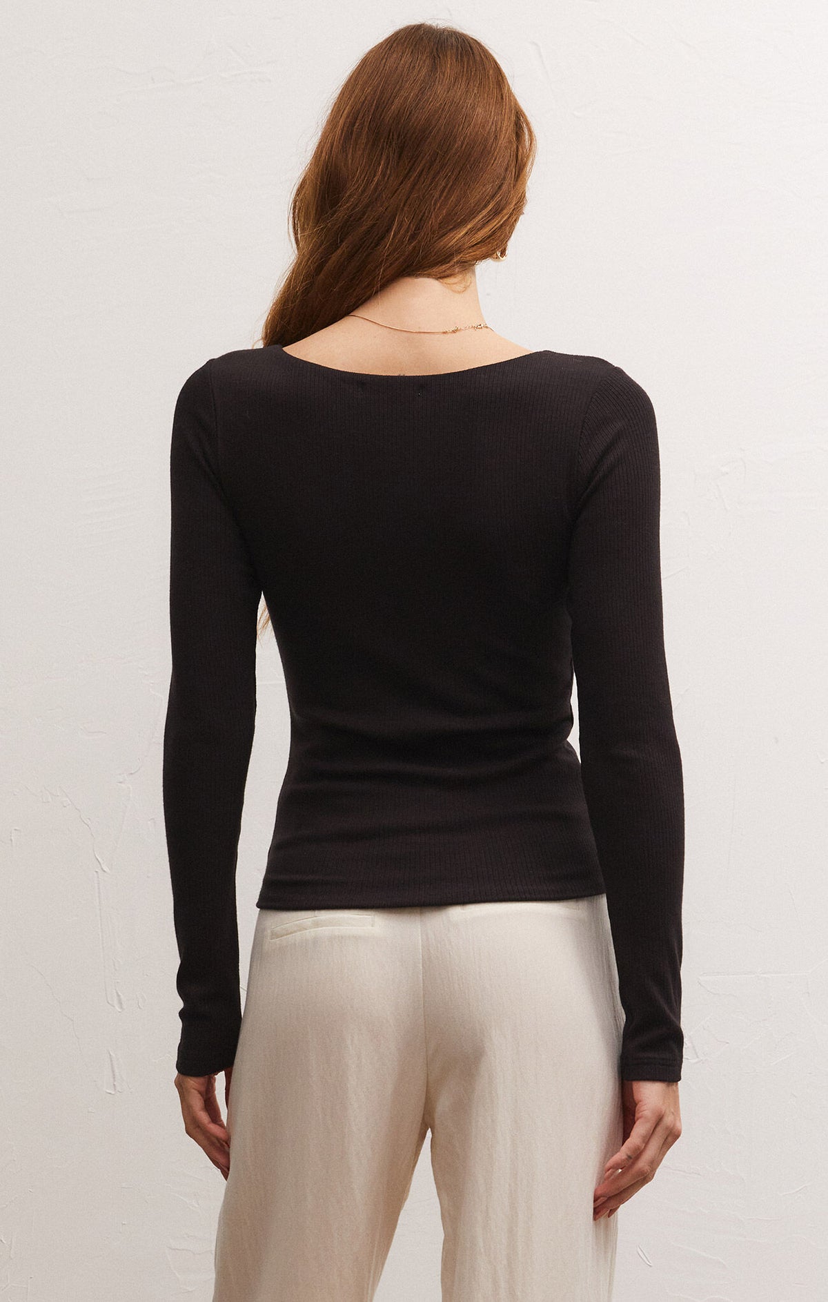 Aden Vneck Rib Top Black