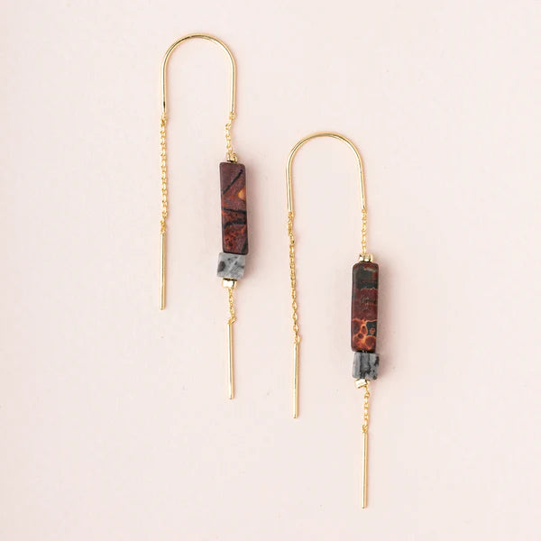 Rectangle Stone Earring Maj. Japser + Gold