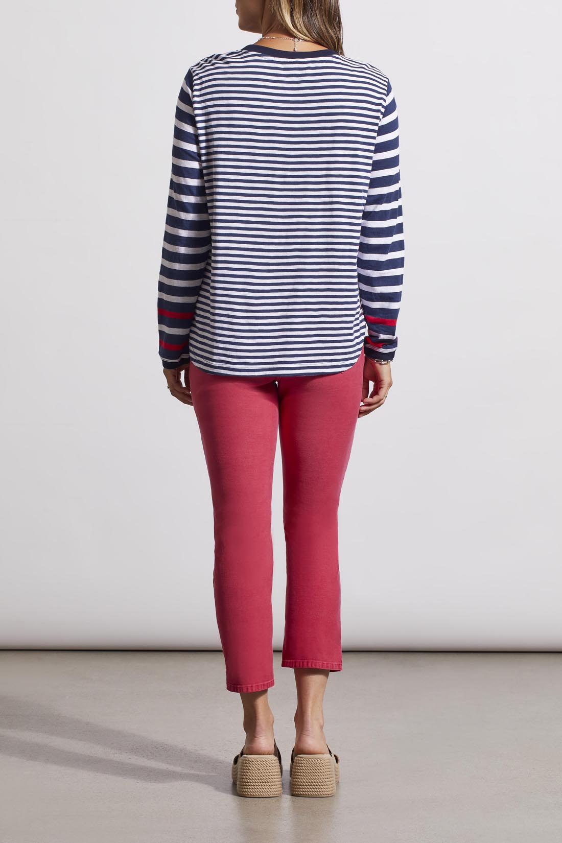 Long Sleeve Crew Neck Combo Top Jet Blue