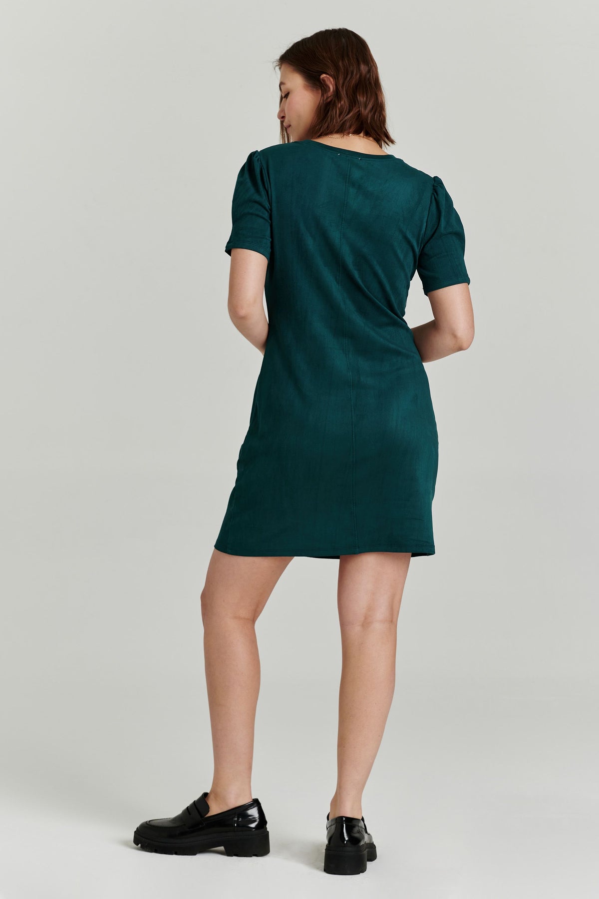 Demi Seam Detail Suede Dress Spruce