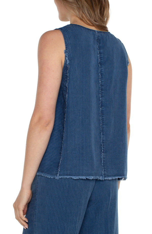 Fray Panel Insets Scoop Neck Tank