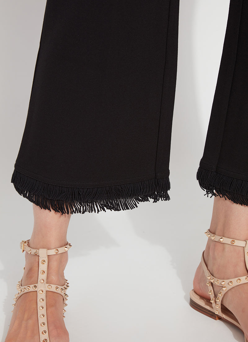 Juliet Fringe Cropped Pants Black