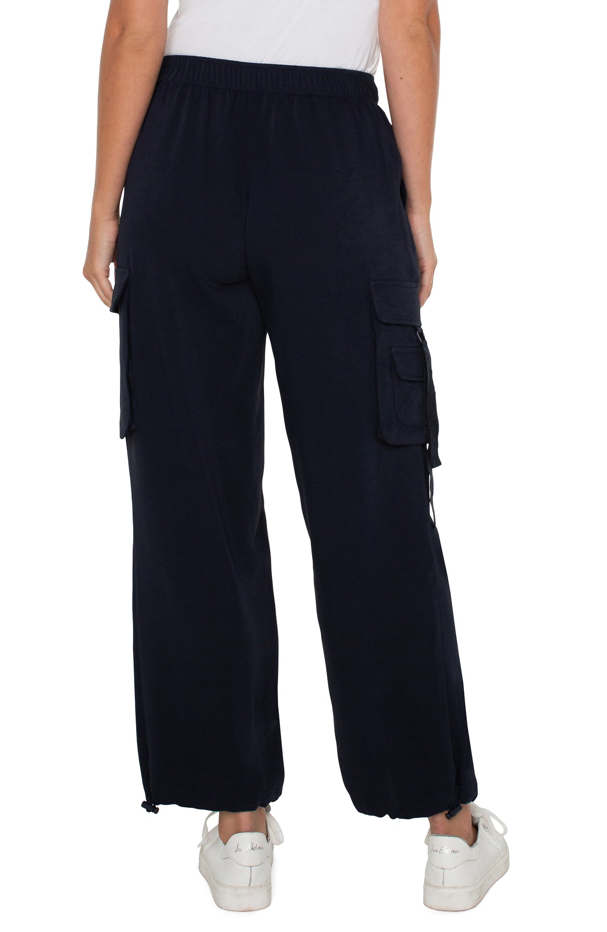 Cinch Hem Pull On Parachute Cargo Pants Lunar Blue